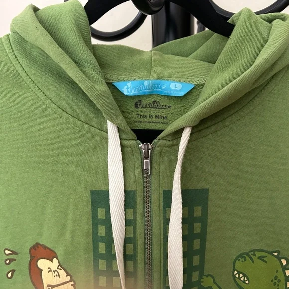 Playful Cartoon Style Zip-up Green Hoodie - Picture 3 of 10